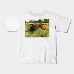 Scottish Highland Cattle Bulls 2034 Kids T-Shirt